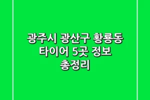 광주시 광산구 황룡동 타이어 5곳 정보 총정리
