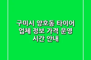 구미시 양호동 타이어: 업체 정보, 가격, 운영 시간 안내