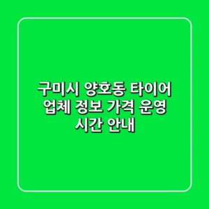 구미시 양호동 타이어: 업체 정보, 가격, 운영 시간 안내