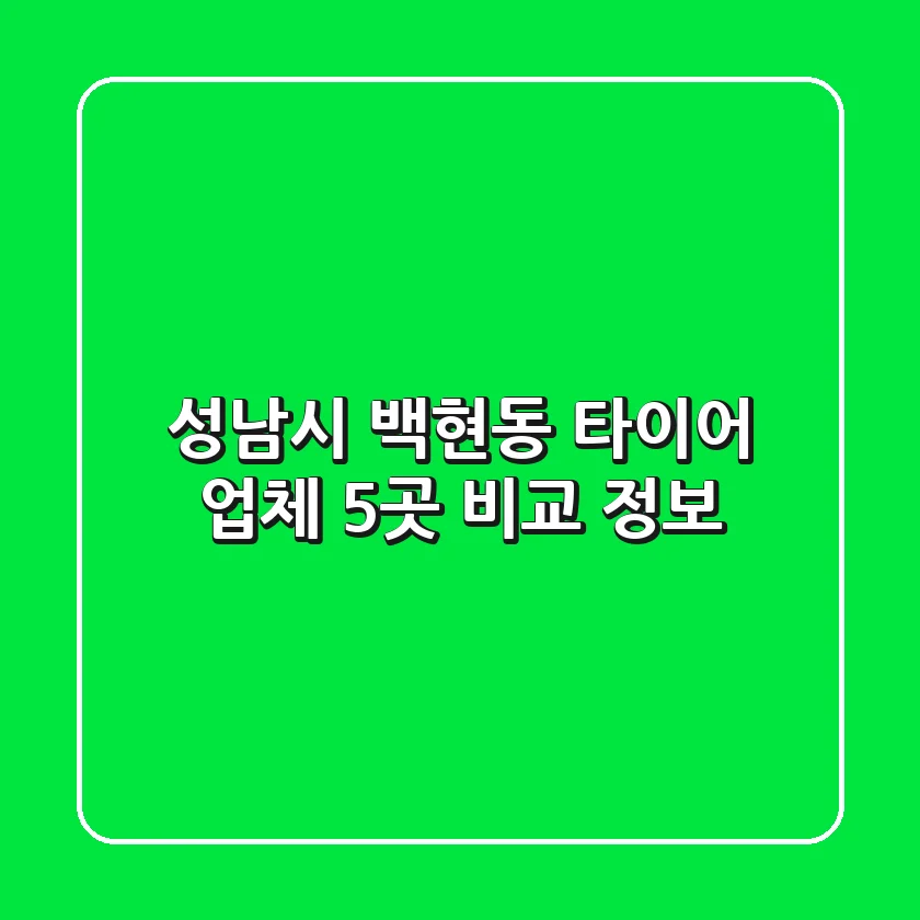 성남시 백현동 타이어 업체 5곳 비교 정보