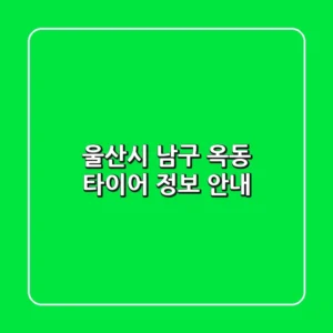 울산시 남구 옥동 타이어 정보 안내
