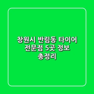 창원시 반림동 타이어 전문점 5곳 정보 총정리