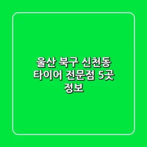 울산 북구 신천동 타이어 전문점 5곳 정보