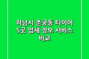 하남시 춘궁동 타이어: 5곳 업체 정보 & 서비스 비교