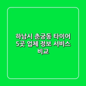 하남시 춘궁동 타이어: 5곳 업체 정보 & 서비스 비교