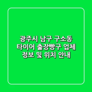 광주시 남구 구소동 타이어: 출장빵구 업체 정보 및 위치 안내