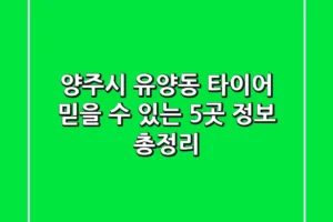 양주시 유양동 타이어, 믿을 수 있는 5곳 정보 총정리