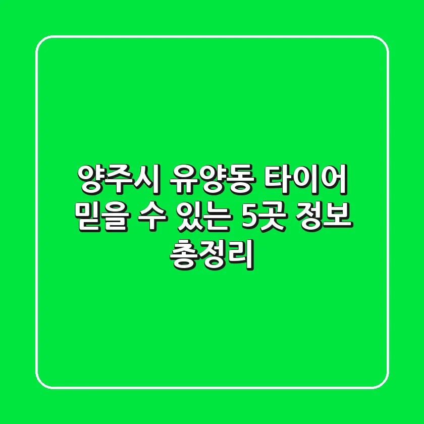 양주시 유양동 타이어, 믿을 수 있는 5곳 정보 총정리