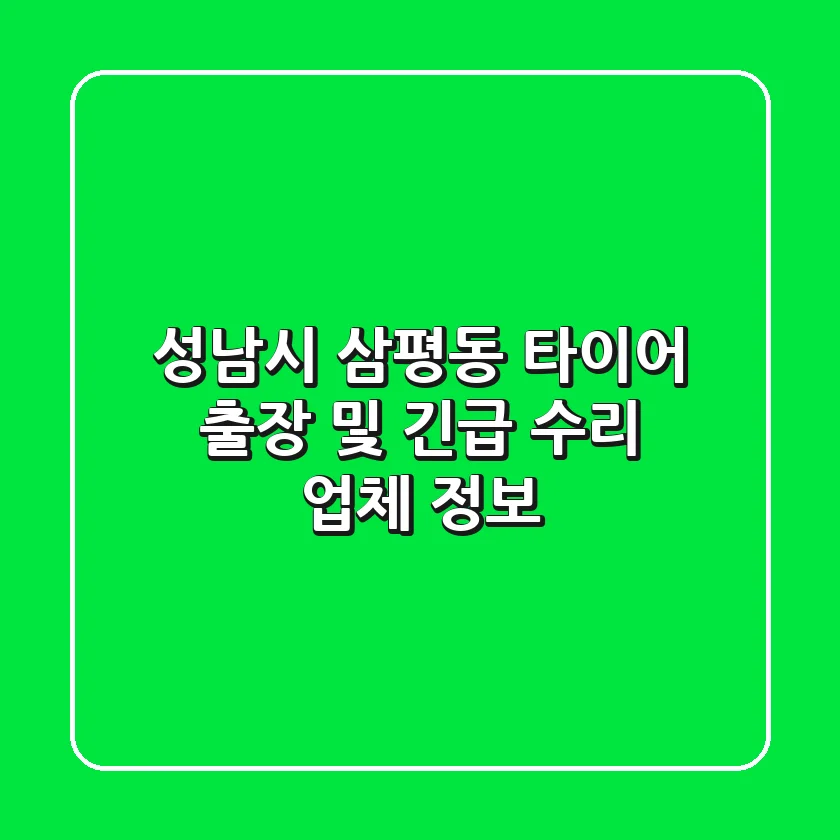성남시 삼평동 타이어: 출장 및 긴급 수리 업체 정보
