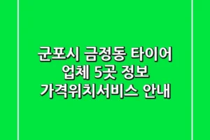 군포시 금정동 타이어 업체 5곳 정보 – 가격/위치/서비스 안내
