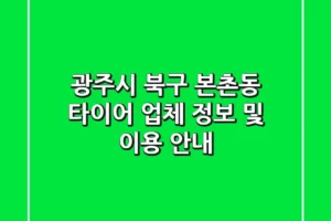 광주시 북구 본촌동 타이어 업체 정보 및 이용 안내