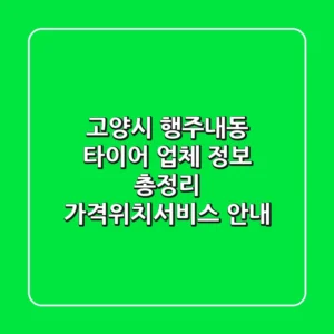 고양시 행주내동 타이어 업체 정보 총정리 - 가격/위치/서비스 안내
