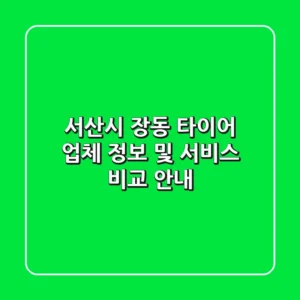 서산시 장동 타이어: 업체 정보 및 서비스 비교 안내