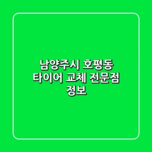 남양주시 호평동 타이어 교체 전문점 정보