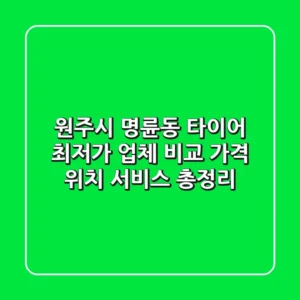 원주시 명륜동 타이어 최저가 업체 비교 - 가격, 위치, 서비스 총정리
