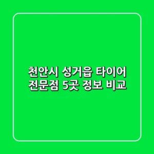 천안시 성거읍 타이어 전문점 5곳 정보 비교