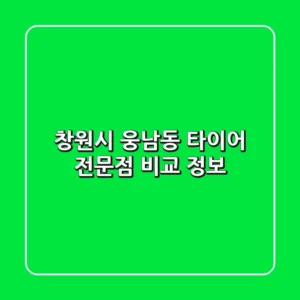 창원시 웅남동 타이어 전문점 비교 정보
