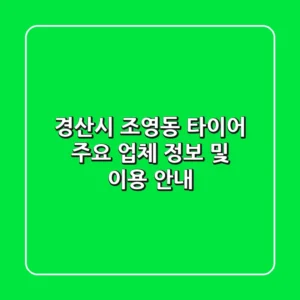 경산시 조영동 타이어: 주요 업체 정보 및 이용 안내