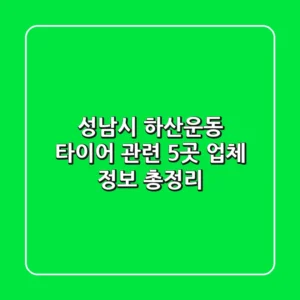 성남시 하산운동 타이어 관련 5곳 업체 정보 총정리