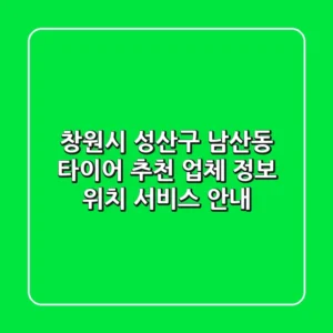 창원시 성산구 남산동 타이어 추천: 업체 정보, 위치, 서비스 안내
