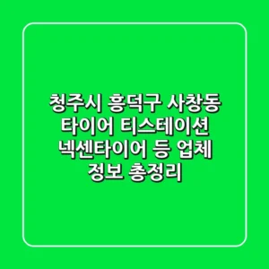 청주시 흥덕구 사창동 타이어: 티스테이션, 넥센타이어 등 업체 정보 총정리