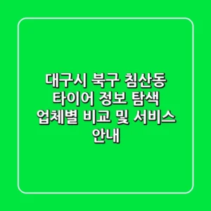 대구시 북구 침산동 타이어 정보 탐색: 업체별 비교 및 서비스 안내