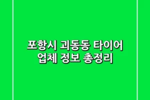 포항시 괴동동 타이어 업체 정보 총정리