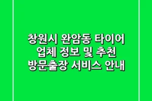 창원시 완암동 타이어 업체 정보 및 추천 – 방문/출장 서비스 안내
