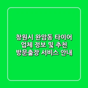 창원시 완암동 타이어 업체 정보 및 추천 - 방문/출장 서비스 안내