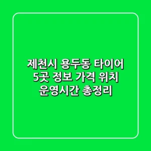 제천시 용두동 타이어: 5곳 정보, 가격, 위치, 운영시간 총정리