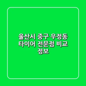 울산시 중구 우정동 타이어 전문점 비교 정보