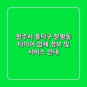 청주시 흥덕구 분평동 타이어 업체 정보 및 서비스 안내