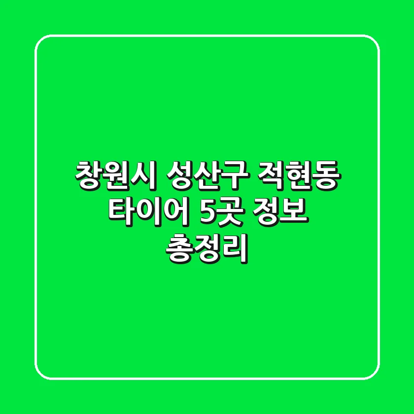 창원시 성산구 적현동 타이어: 5곳 정보 총정리