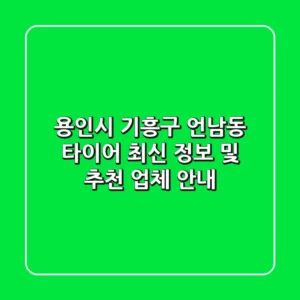 용인시 기흥구 언남동 타이어 최신 정보 및 추천 업체 안내