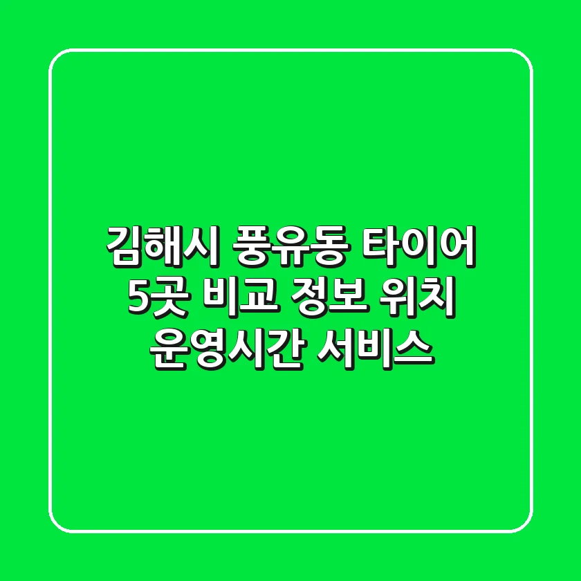 김해시 풍유동 타이어 5곳 비교 정보 - 위치, 운영시간, 서비스