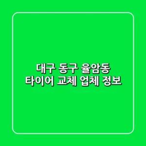 대구 동구 율암동 타이어 교체 업체 정보