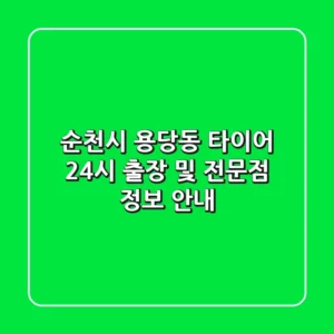 순천시 용당동 타이어: 24시 출장 및 전문점 정보 안내