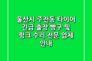 울산시 주전동 타이어: 긴급 출장 빵구 및 펑크 수리 전문 업체 안내