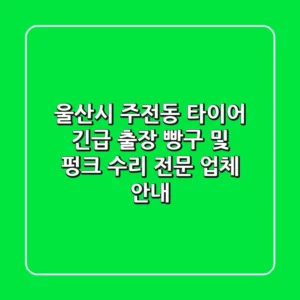 울산시 주전동 타이어: 긴급 출장 빵구 및 펑크 수리 전문 업체 안내