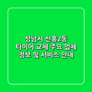 성남시 신흥2동 타이어 교체: 주요 업체 정보 및 서비스 안내