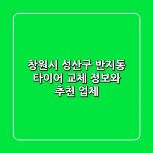창원시 성산구 반지동 타이어 교체 정보와 추천 업체