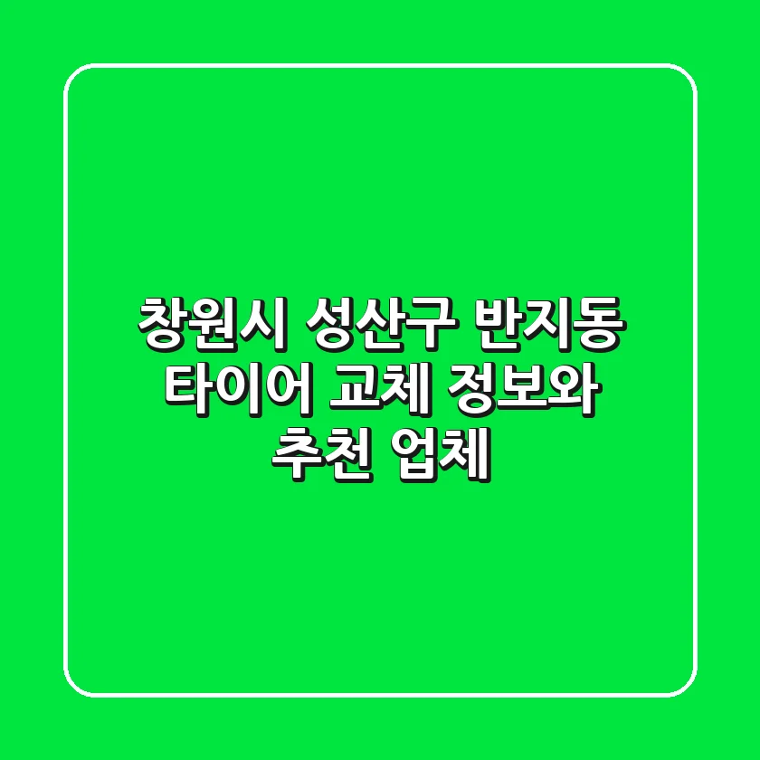 창원시 성산구 반지동 타이어 교체 정보와 추천 업체