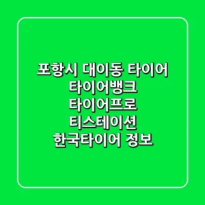 포항시 대이동 타이어: 타이어뱅크, 타이어프로, 티스테이션, 한국타이어 정보