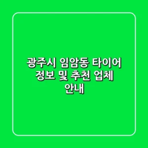 광주시 임암동 타이어 정보 및 추천 업체 안내