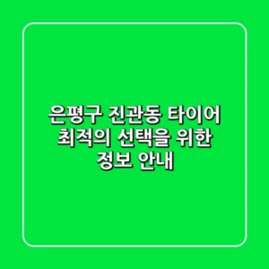 은평구 진관동 타이어, 최적의 선택을 위한 정보 안내