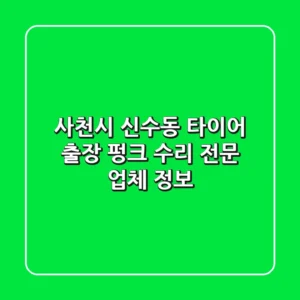사천시 신수동 타이어: 출장 펑크 수리 전문 업체 정보