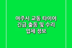 여주시 교동 타이어 긴급 출동 및 수리 업체 정보