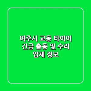 여주시 교동 타이어 긴급 출동 및 수리 업체 정보