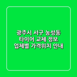 광주시 서구 농성동 타이어 교체 정보 - 업체별 가격/위치 안내