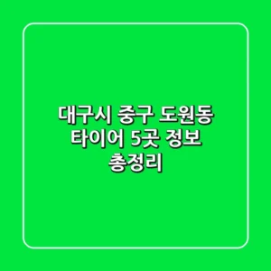 대구시 중구 도원동 타이어 5곳 정보 총정리